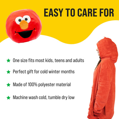 Sesame Street Elmo Adult Snugible | Blanket Hoodie & Pillow