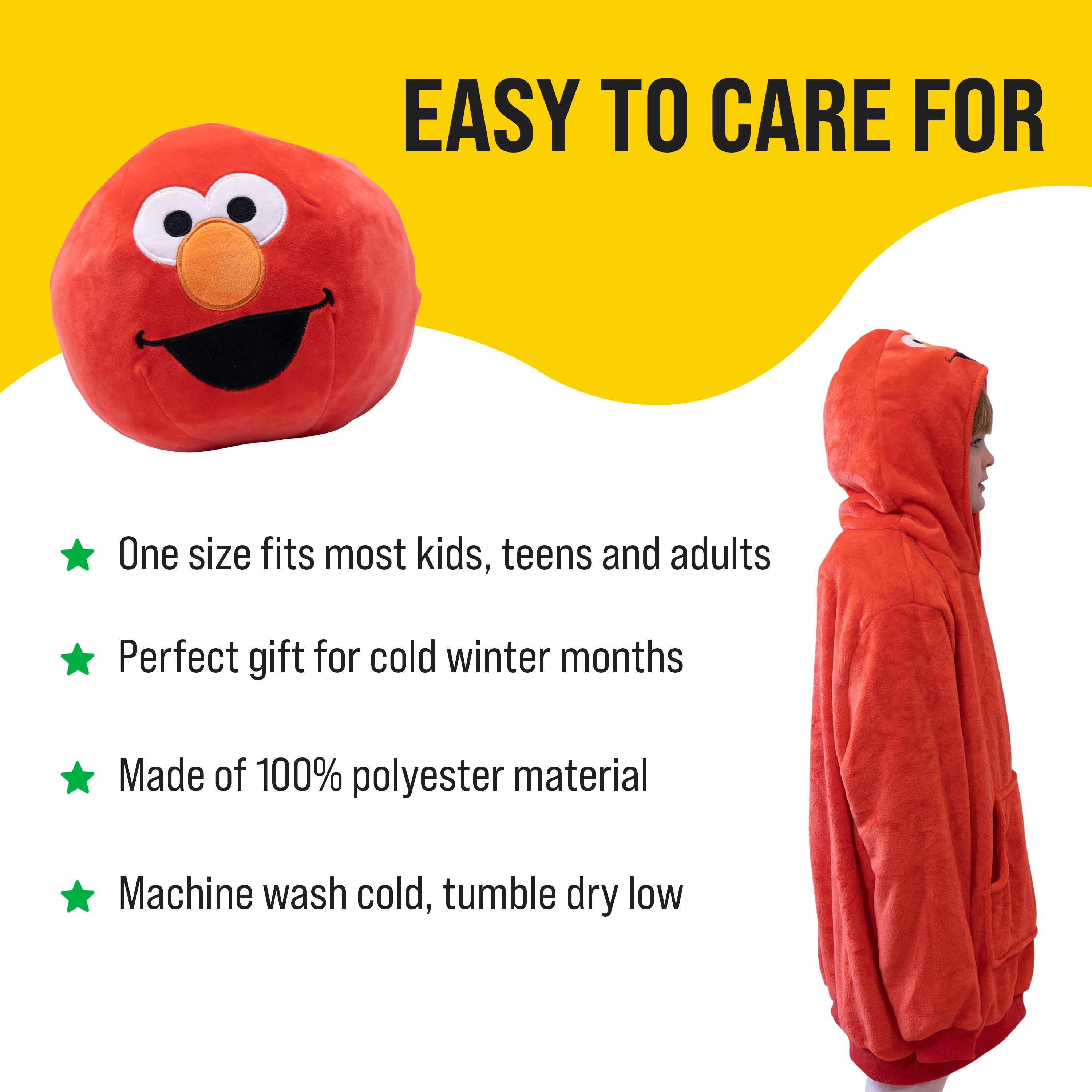 Sesame Street Elmo Kids Snugible | Blanket Hoodie & Pillow