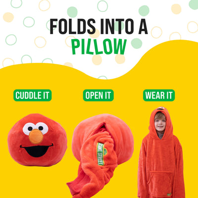 Sesame Street Elmo Kids Snugible | Blanket Hoodie & Pillow