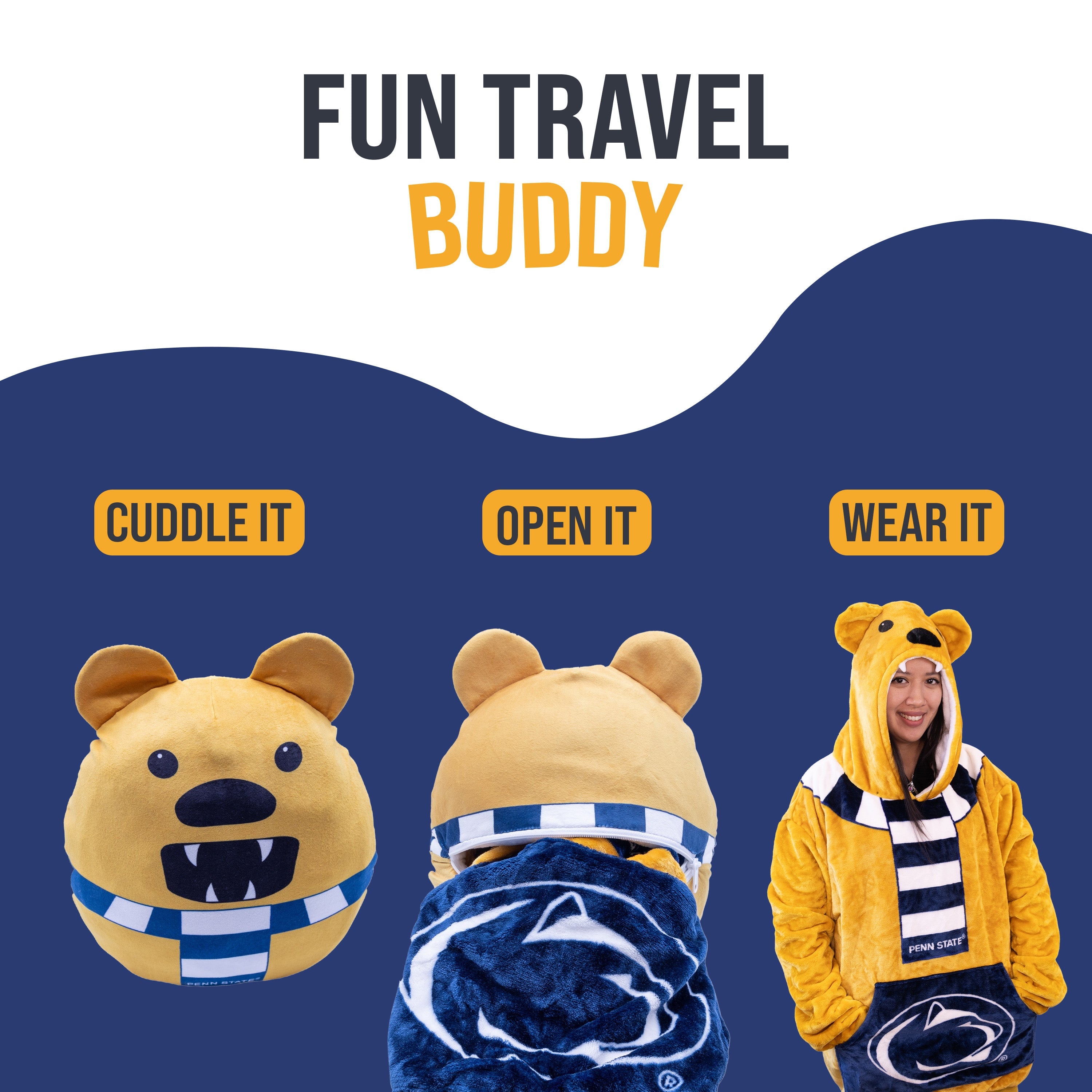 Penn State University Nittany Lion Adult Snugible | Blanket Hoodie & Pillow