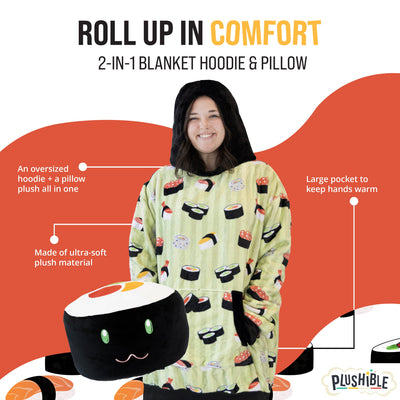 Sushi Snugible | Blanket Hoodie & Pillow