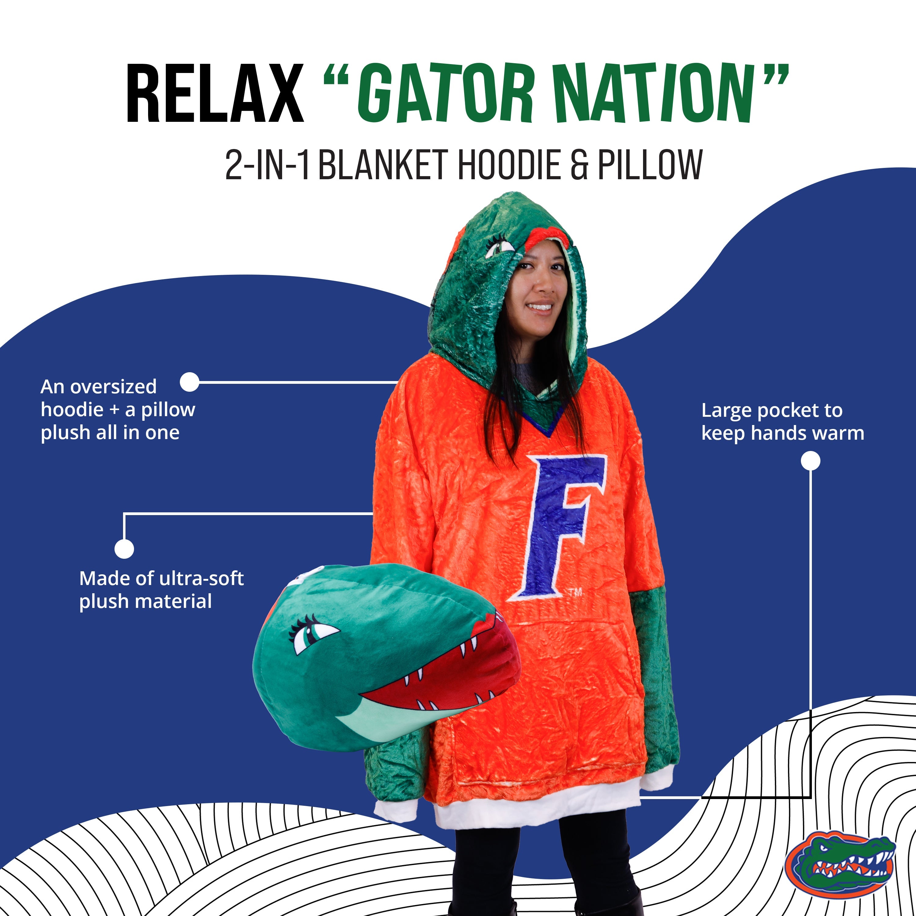 University of Florida Alberta Snugible | Blanket Hoodie & Pillow
