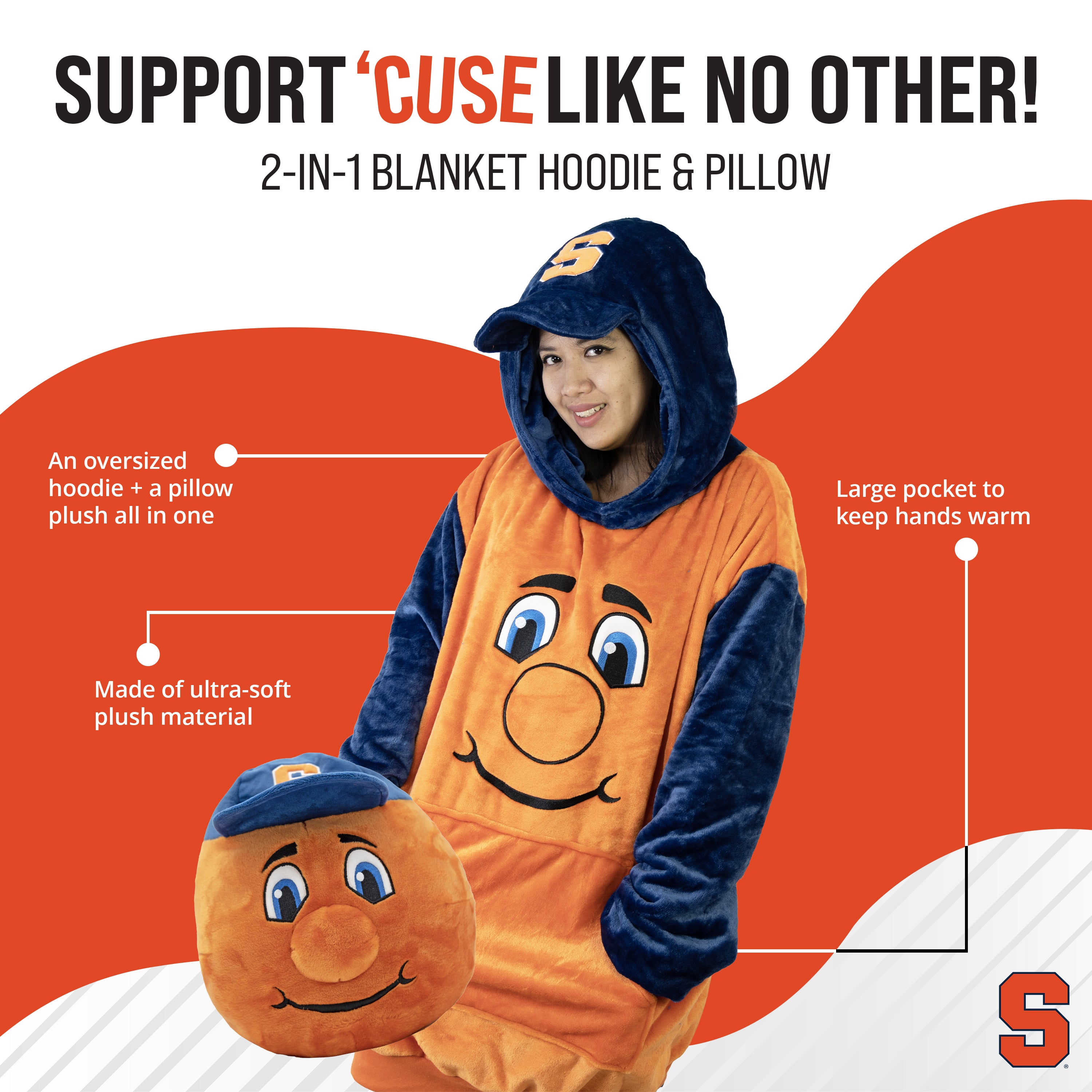 Syracuse University Otto the Orange Snugible | Blanket Hoodie & Pillow