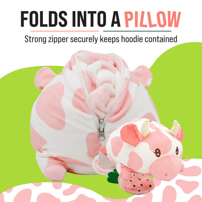 Strawberry Cow Kids Snugible | Blanket Hoodie & Pillow