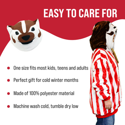 University of Wisconsin Bucky the Badger Snugible | Blanket Hoodie & Pillow
