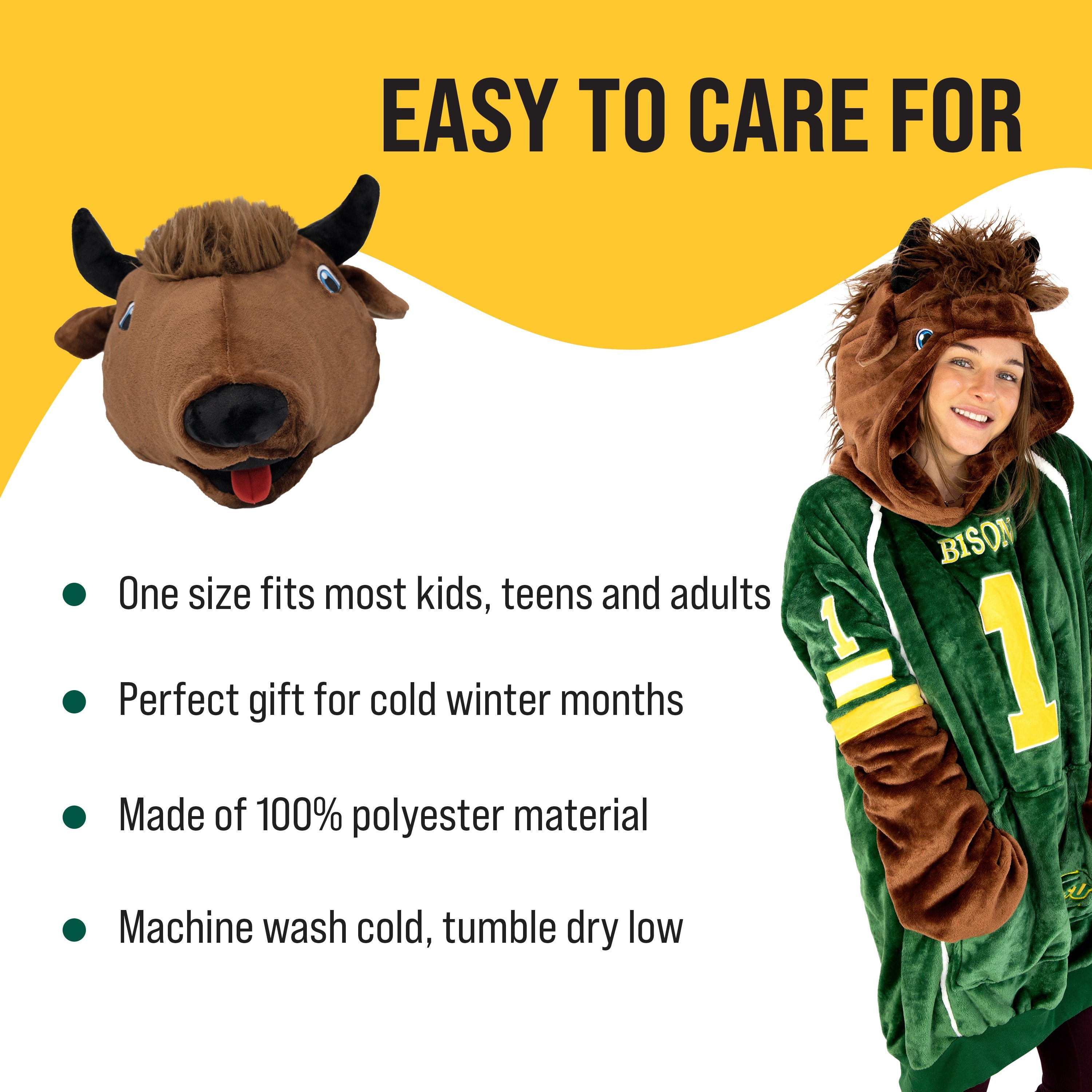 North Dakota State University Bison Snugible | Blanket Hoodie & Pillow