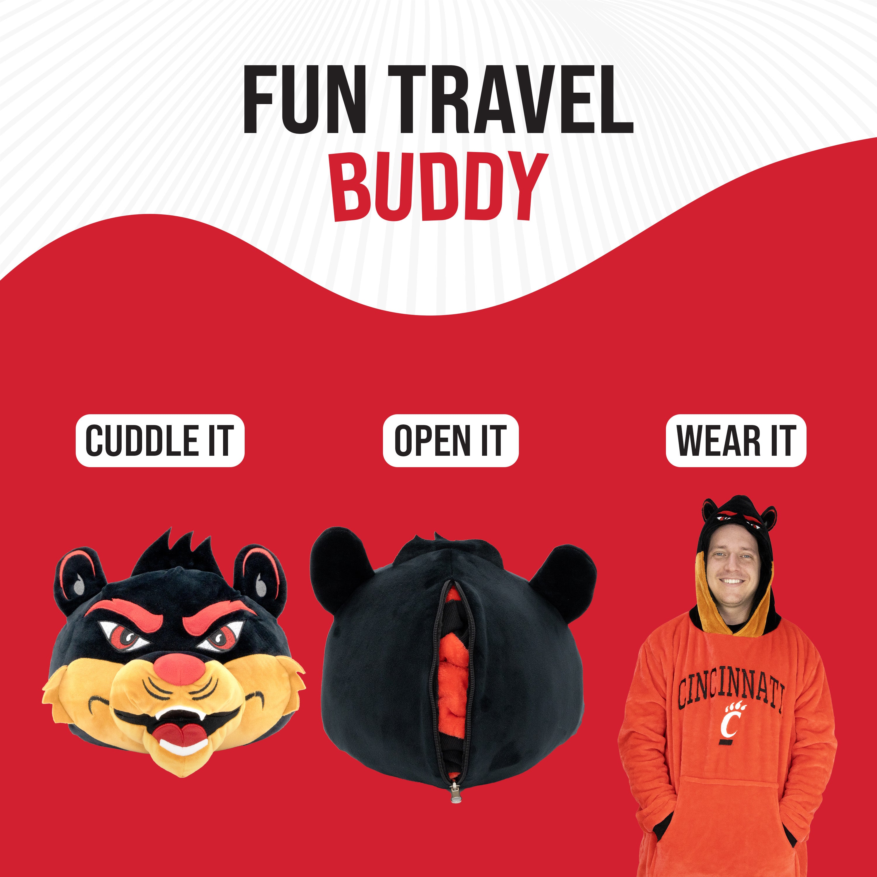 University of Cincinnati Bearcats Snugible | Blanket Hoodie & Pillow