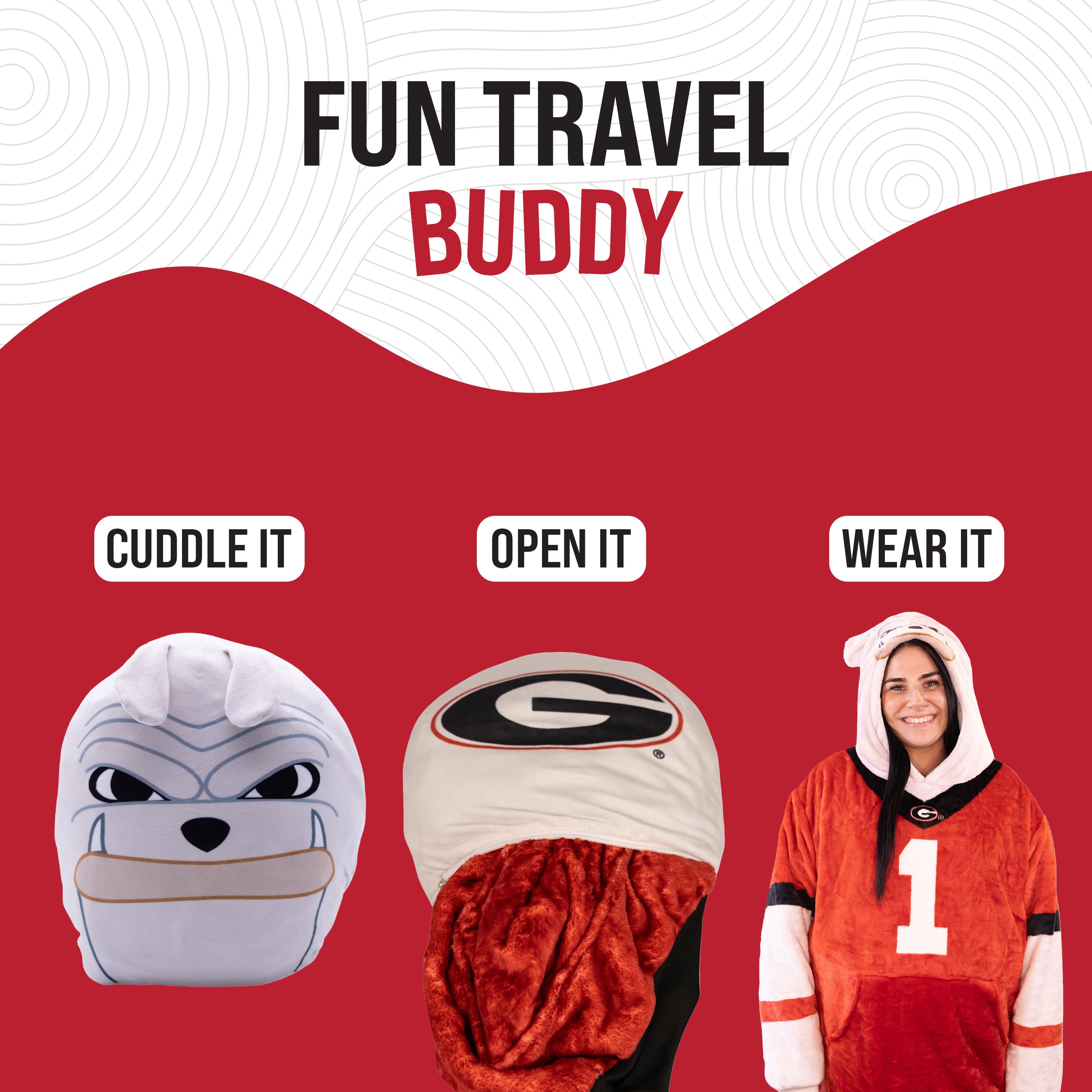 University of Georgia Bulldog Snugible | Blanket Hoodie & Pillow