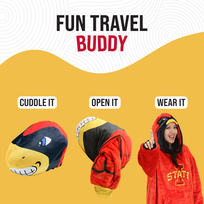 Iowa State University Cy the Cardinal Snugible | Blanket Hoodie & Pillow