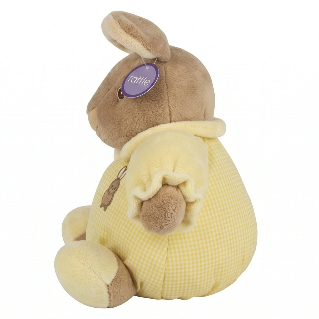 Baby Bow Plush Stuffed Rattle Bunny in Yellow by Russ