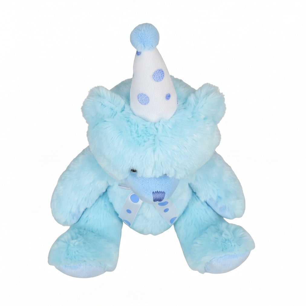 Beverly Hills Teddy Bear Co. Blue Birthday Bear w/ Party Hat