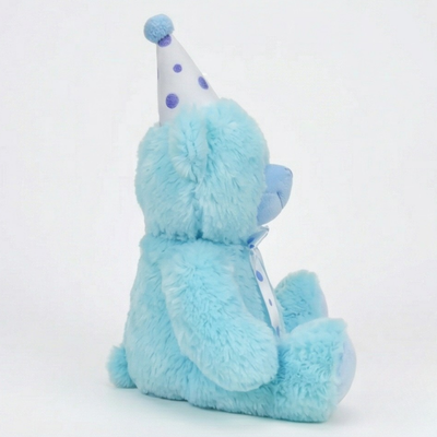 Beverly Hills Teddy Bear Co. Blue Birthday Bear w/ Party Hat