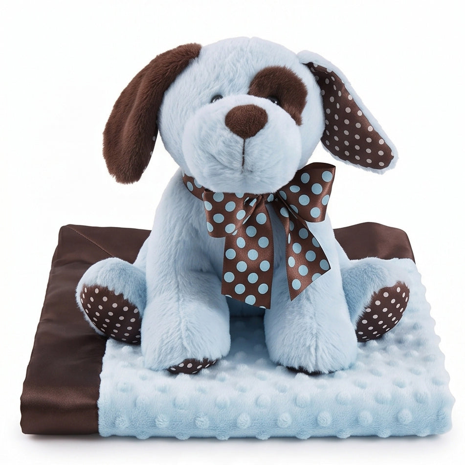 Blue Plushie Puppy and Blanket Set