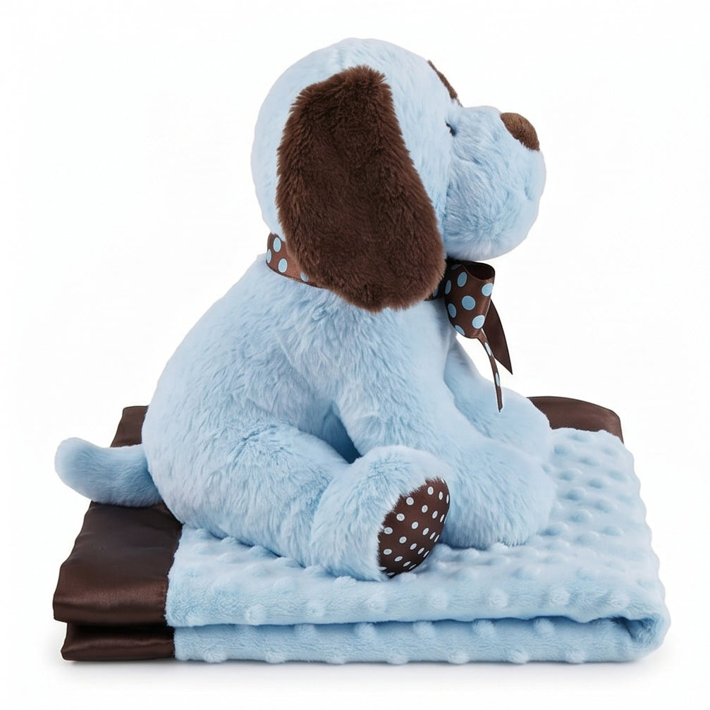 Blue Plushie Puppy and Blanket Set