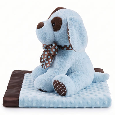 Blue Plushie Puppy and Blanket Set