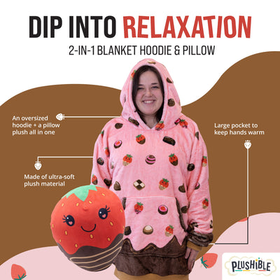 Chocolate Strawberry Snugible | Blanket Hoodie & Pillow
