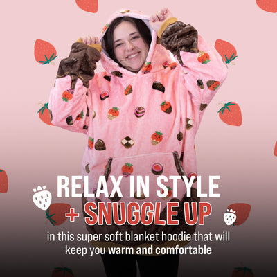 Chocolate Strawberry Snugible | Blanket Hoodie & Pillow