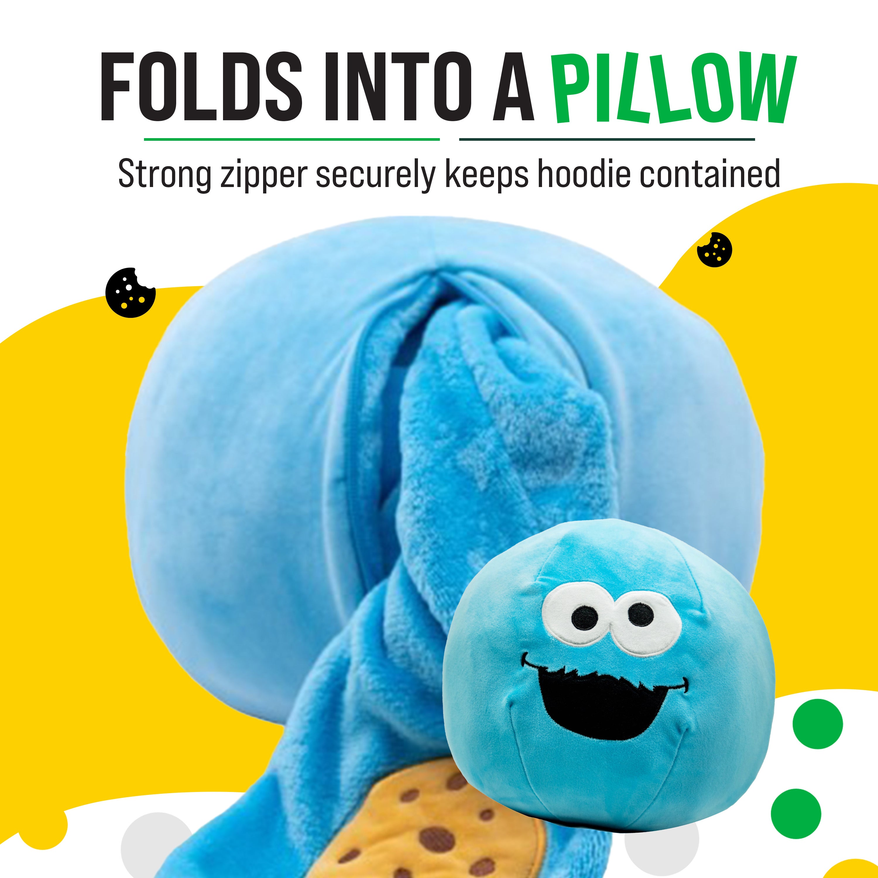 Sesame Street Cookie Monster Adult Snugible | Blanket Hoodie & Pillow