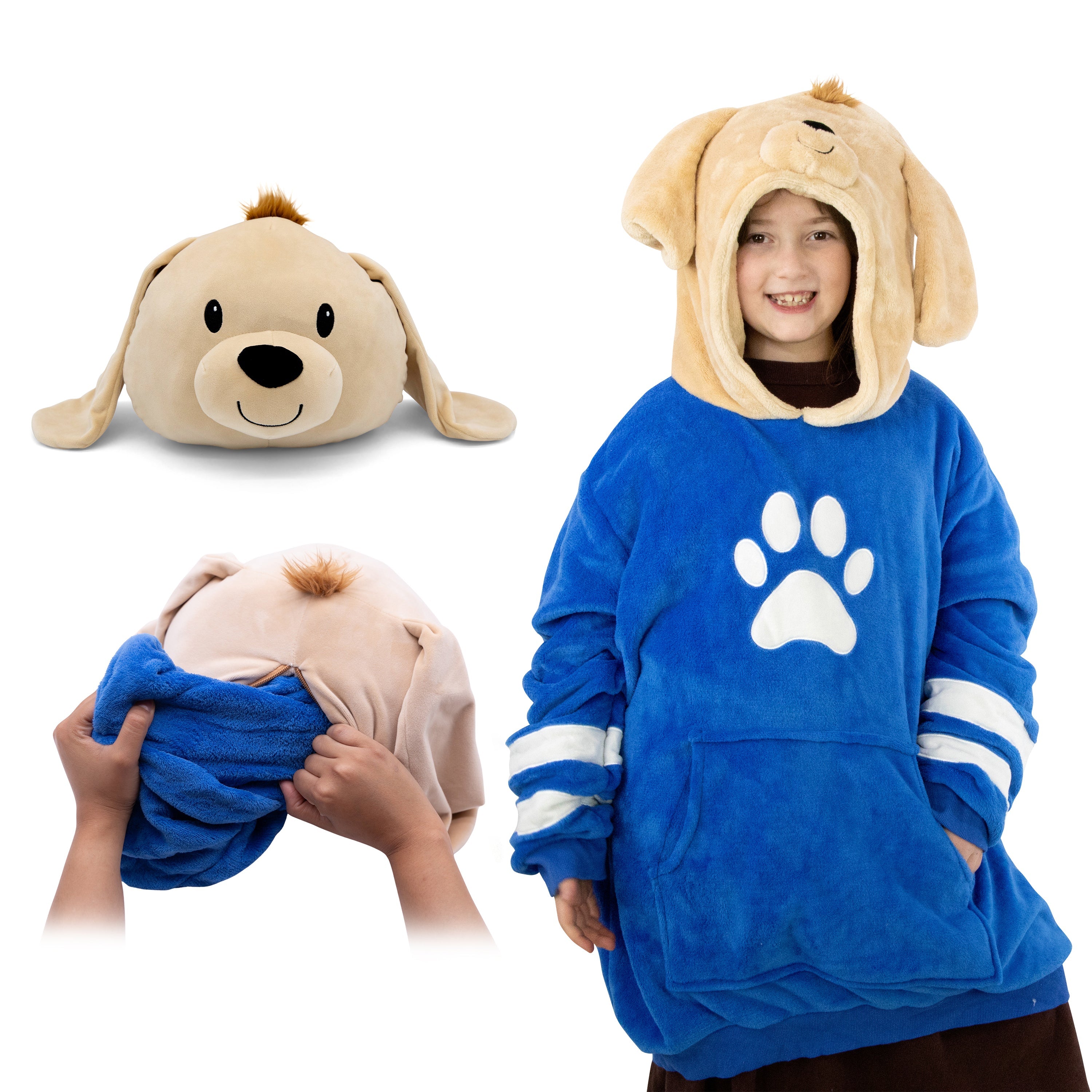 Dougie Dog Kids Snugible | Blanket Hoodie & Pillow