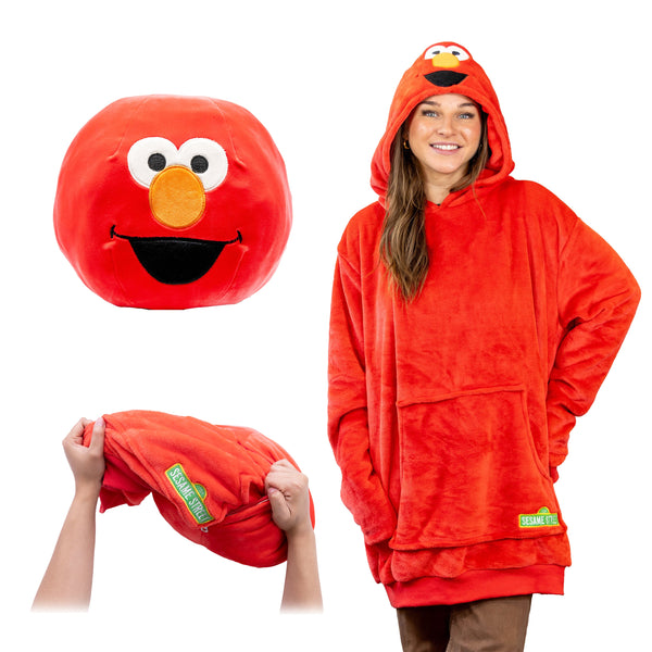 Sesame Street Elmo Adult Snugible | Blanket Hoodie & Pillow