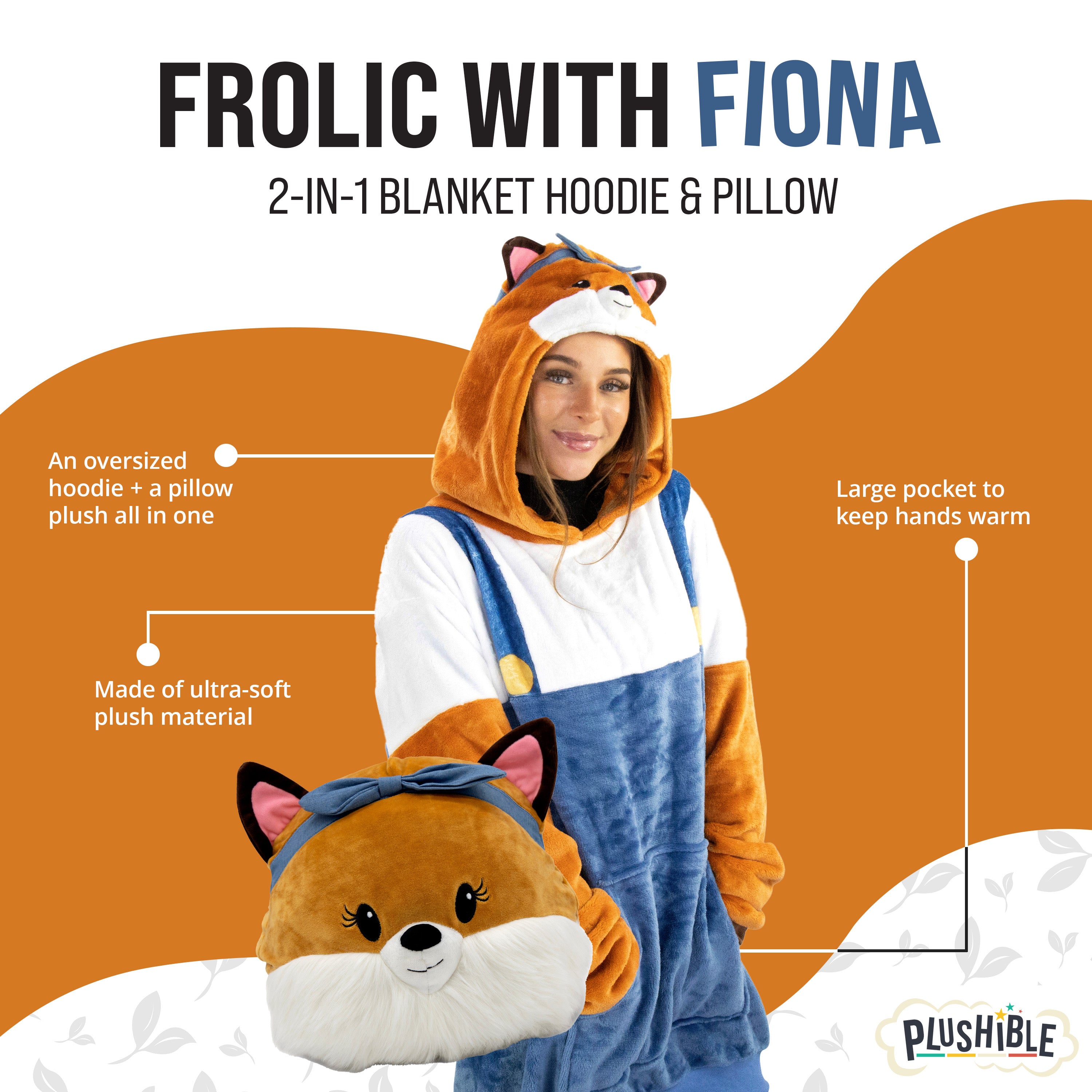 Fiona Fox Adult Snugible | Blanket Hoodie & Pillow
