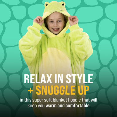 Frog Blanket Hoodie for Kids | 2-in-1 Wearable Blanket & Plush Pillow
