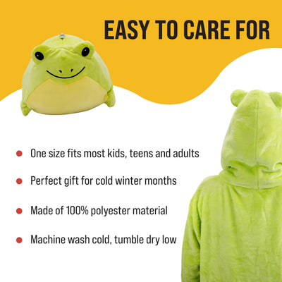 Frog Blanket Hoodie for Kids | 2-in-1 Wearable Blanket & Plush Pillow
