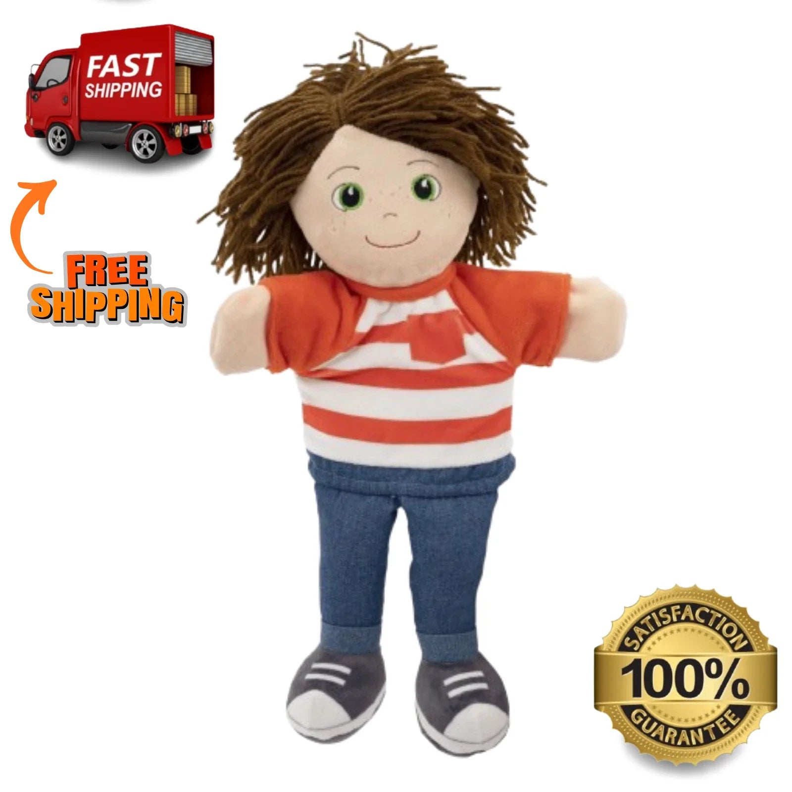 Playtime by Eimmie Hand Puppets - Plush Hand Puppets for Boys and Girls - Kids Puppet Toy (Ollie)