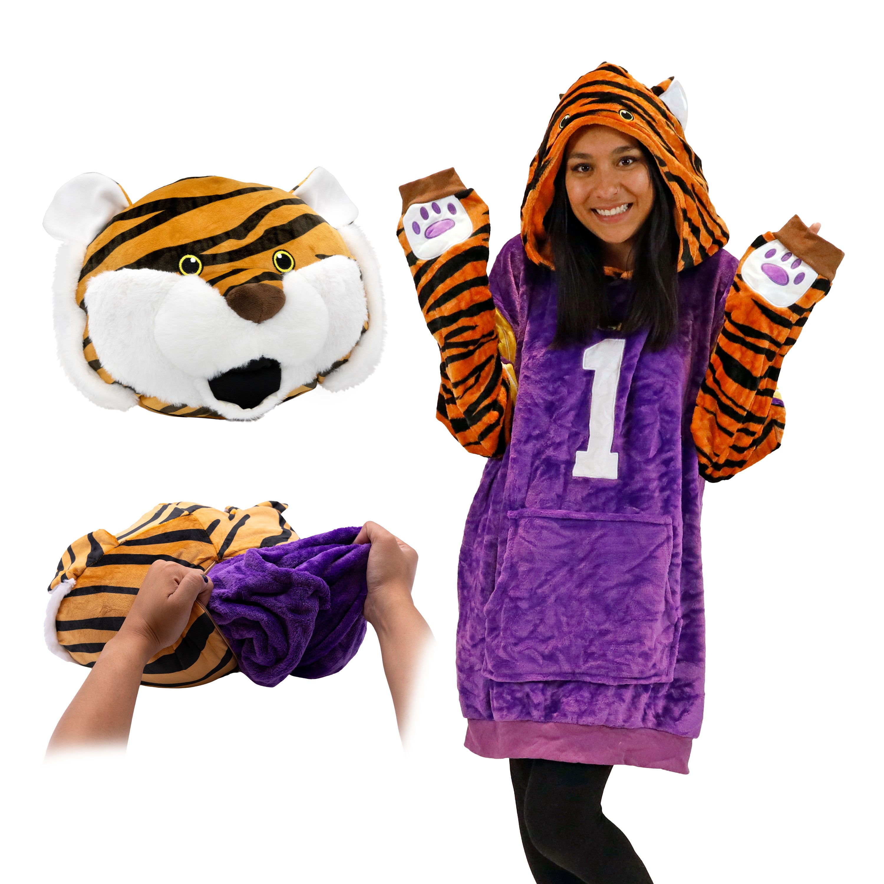 Louisiana State University (LSU) Mike the Tiger Snugible | Blanket Hoodie & Pillow
