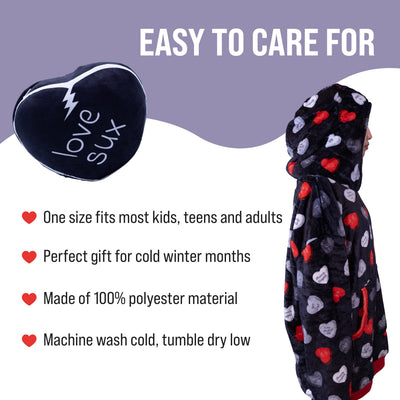 Love Sux Snugible | Blanket Hoodie & Pillow