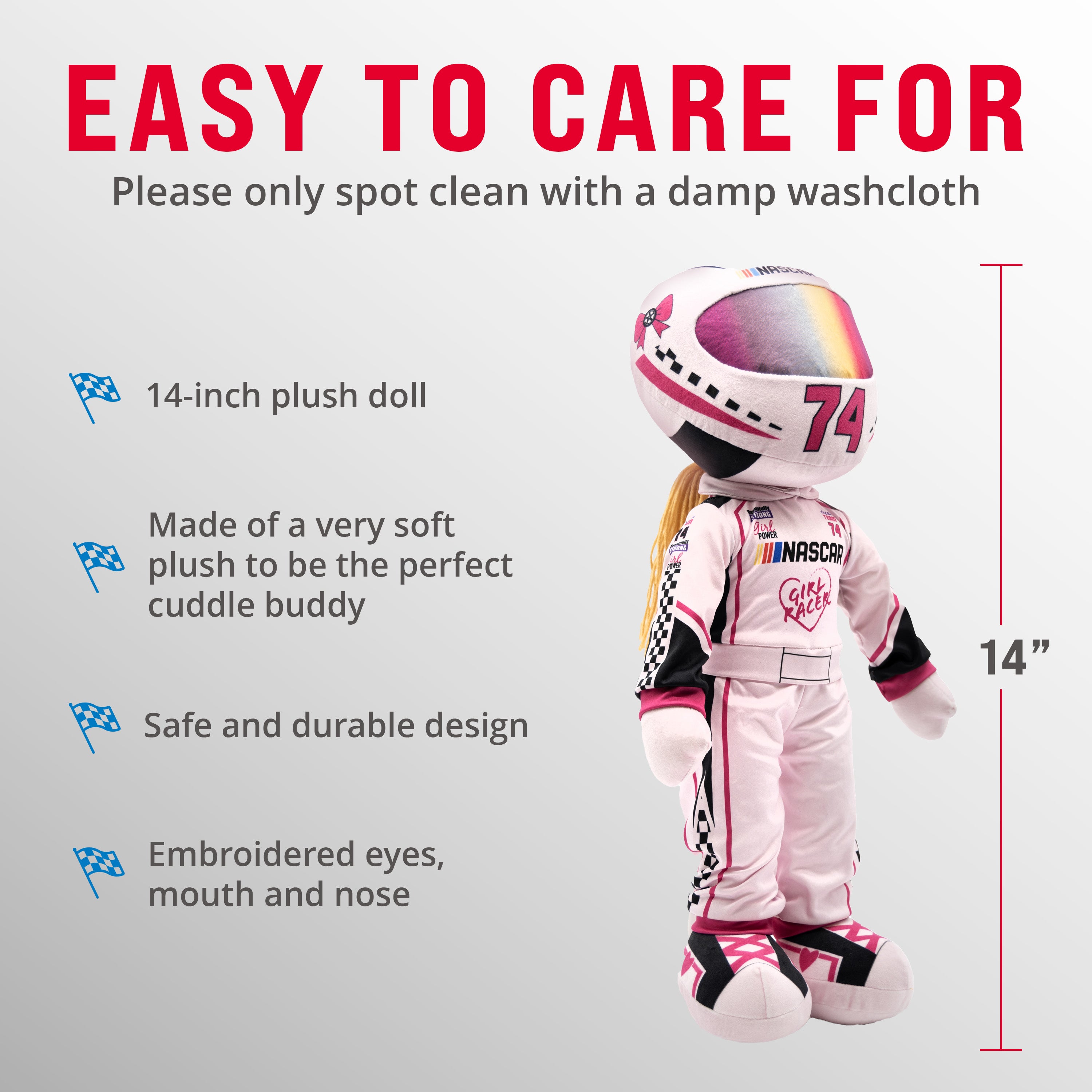NASCAR | 14 Inch Sophie Speedster Driver Plush Figure (Pink)