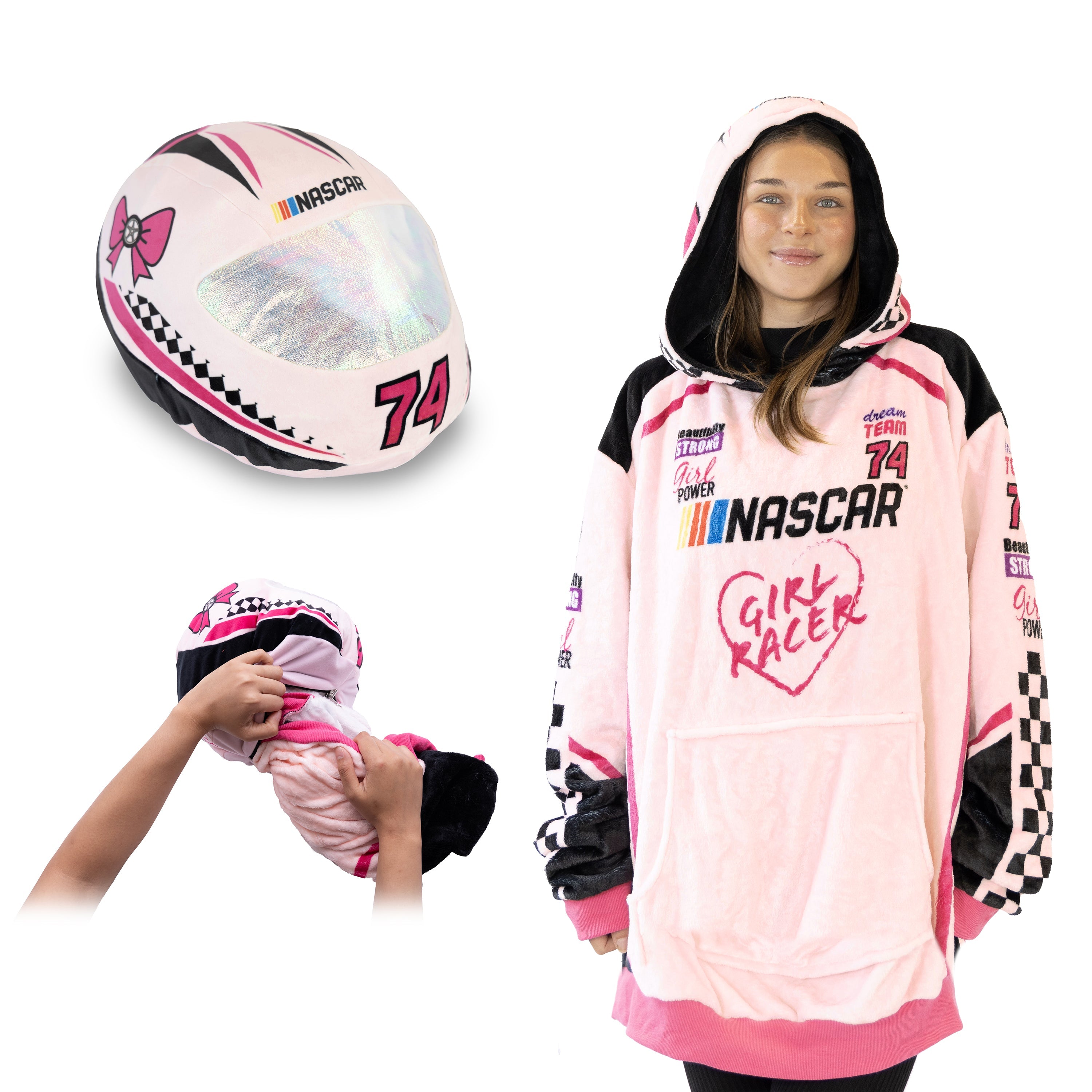 NASCAR Racing Suit Snugible (Pink) | Blanket Hoodie & Pillow