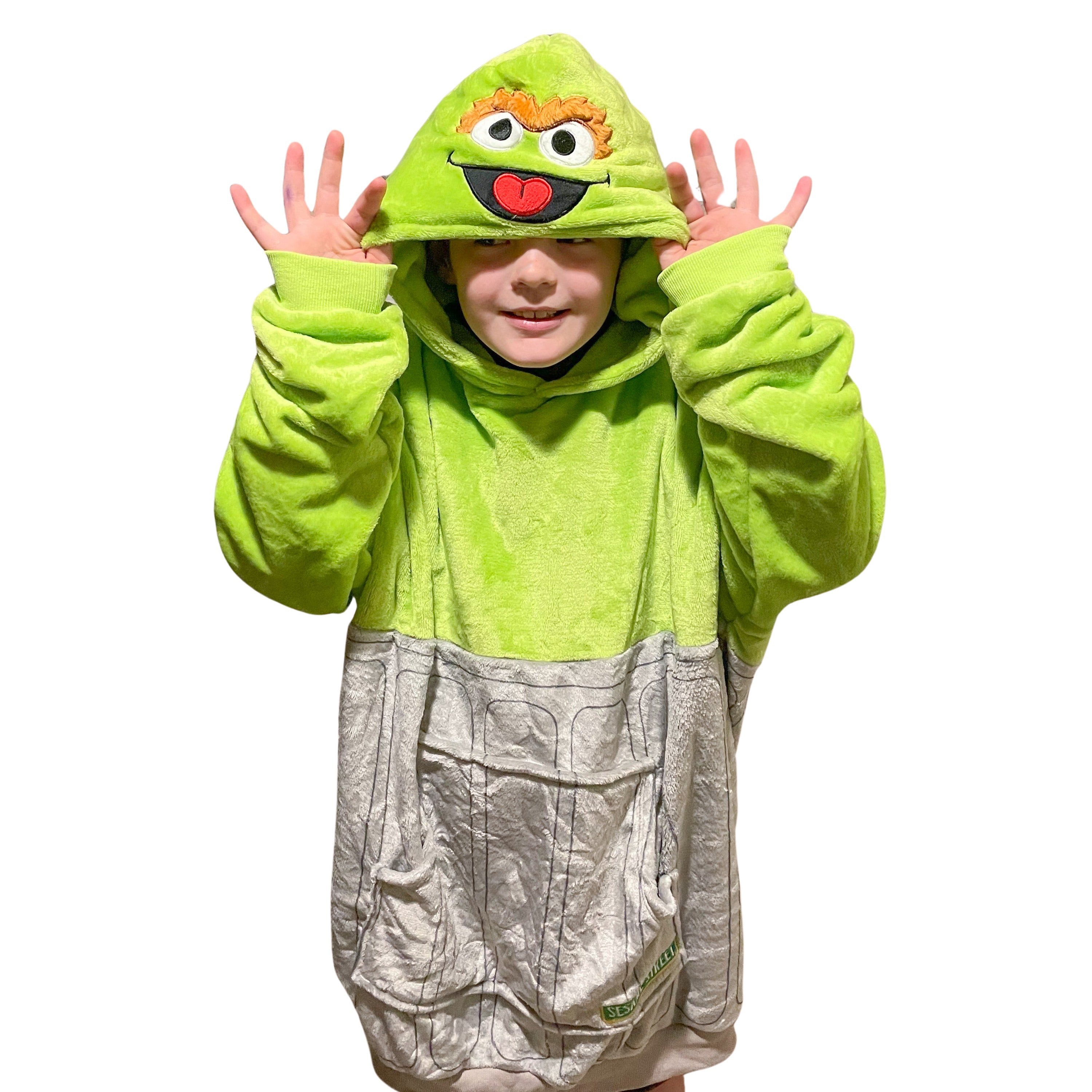 Sesame Street Oscar The Grouch Kids Snugible | Blanket Hoodie & Pillow