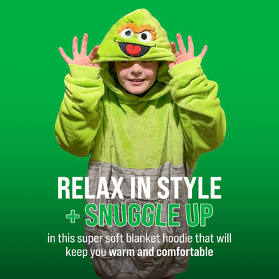 Sesame Street Oscar The Grouch Kids Snugible | Blanket Hoodie & Pillow