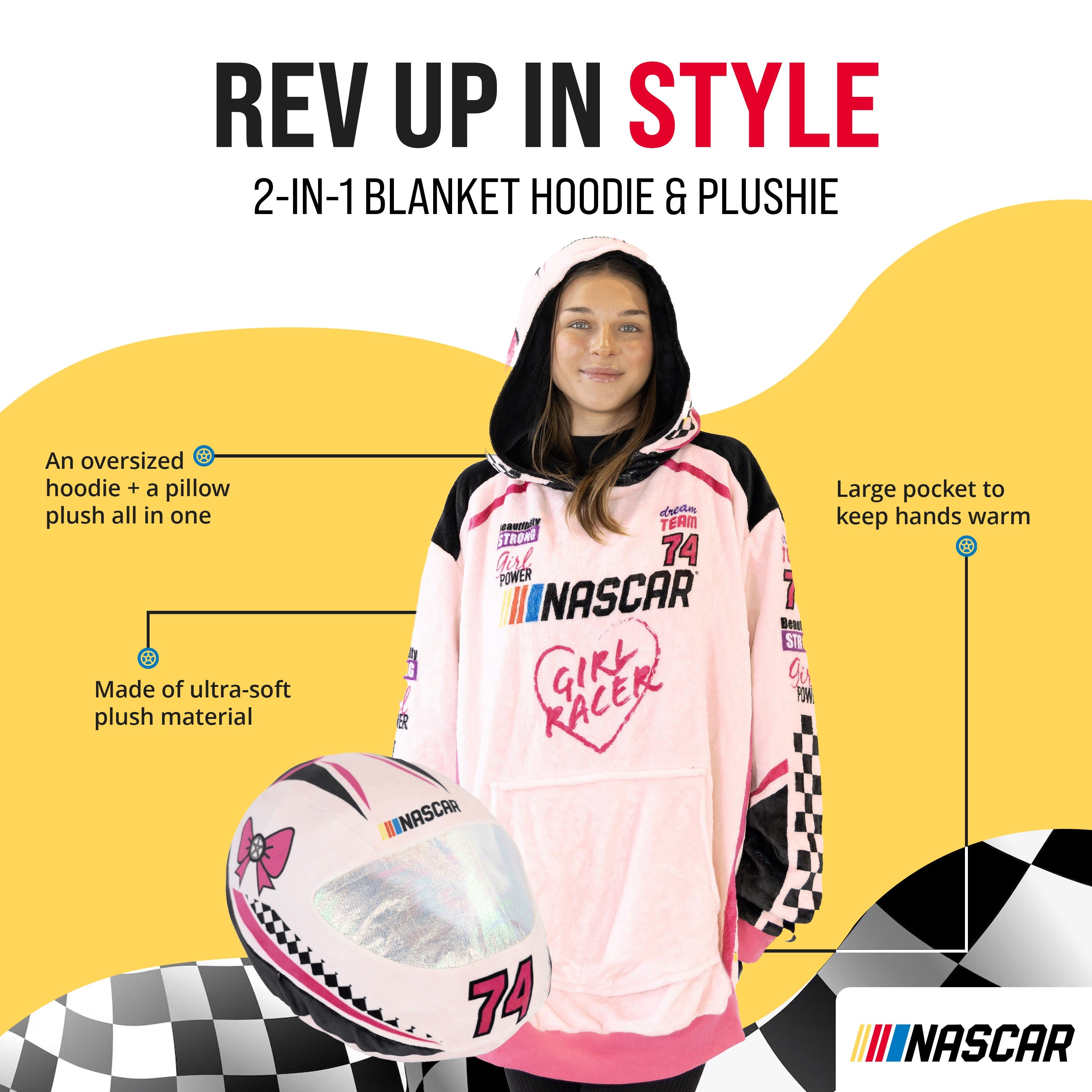 NASCAR Racing Suit Snugible (Pink) | Blanket Hoodie & Pillow