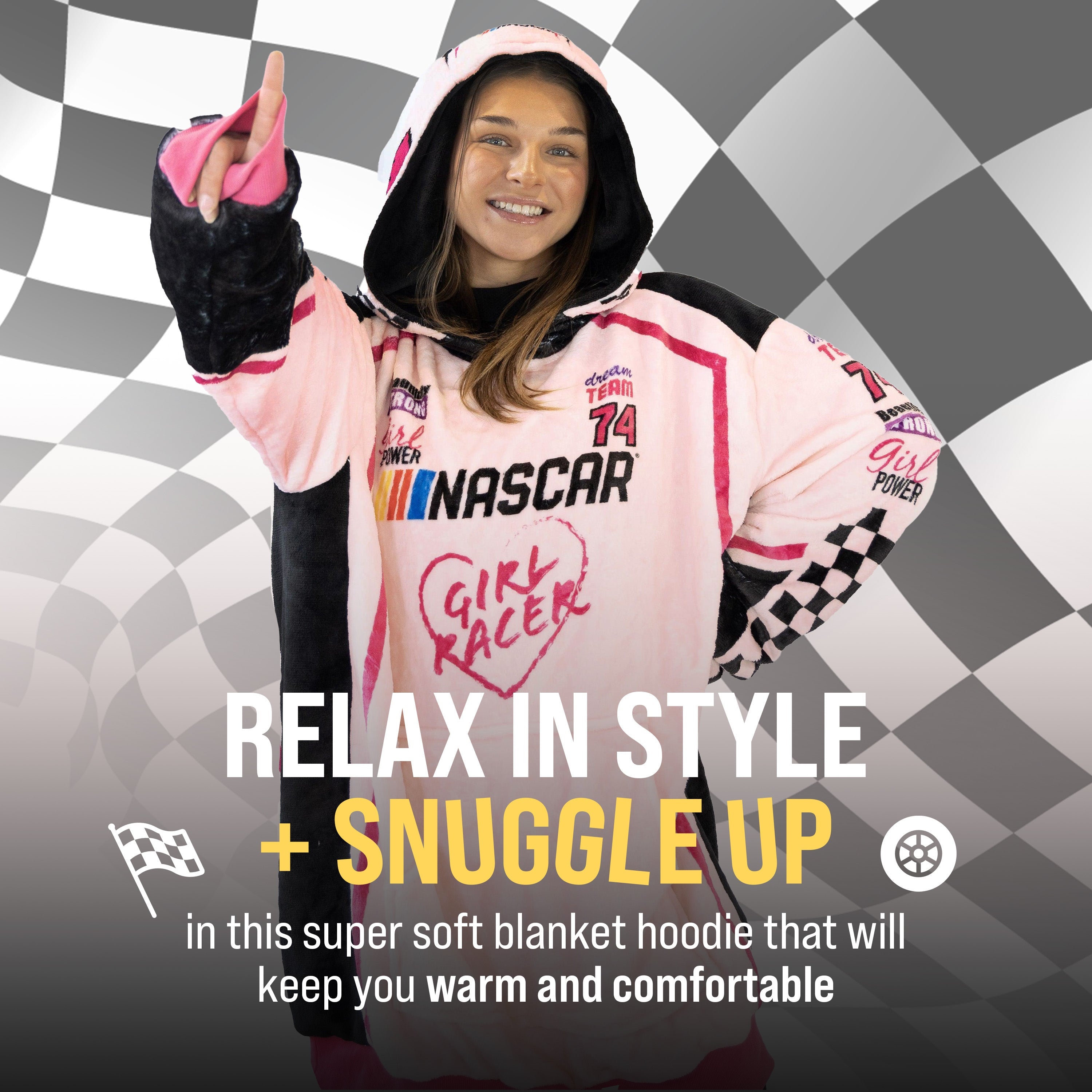 NASCAR Racing Suit Snugible (Pink) | Blanket Hoodie & Pillow