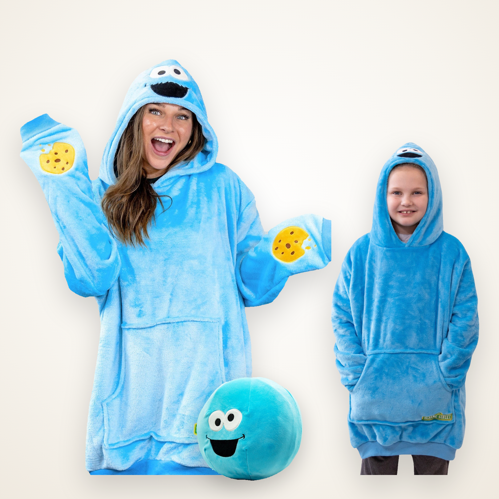 Sesame Street Cookie Monster Adult Snugible | Blanket Hoodie & Pillow