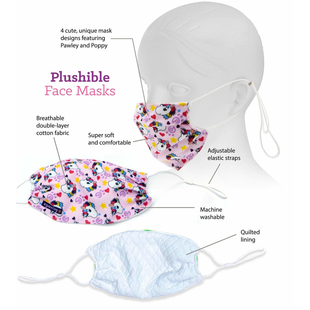 Plushible.com Adjustable Cloth Face Masks Unicorns & Teddy Bears