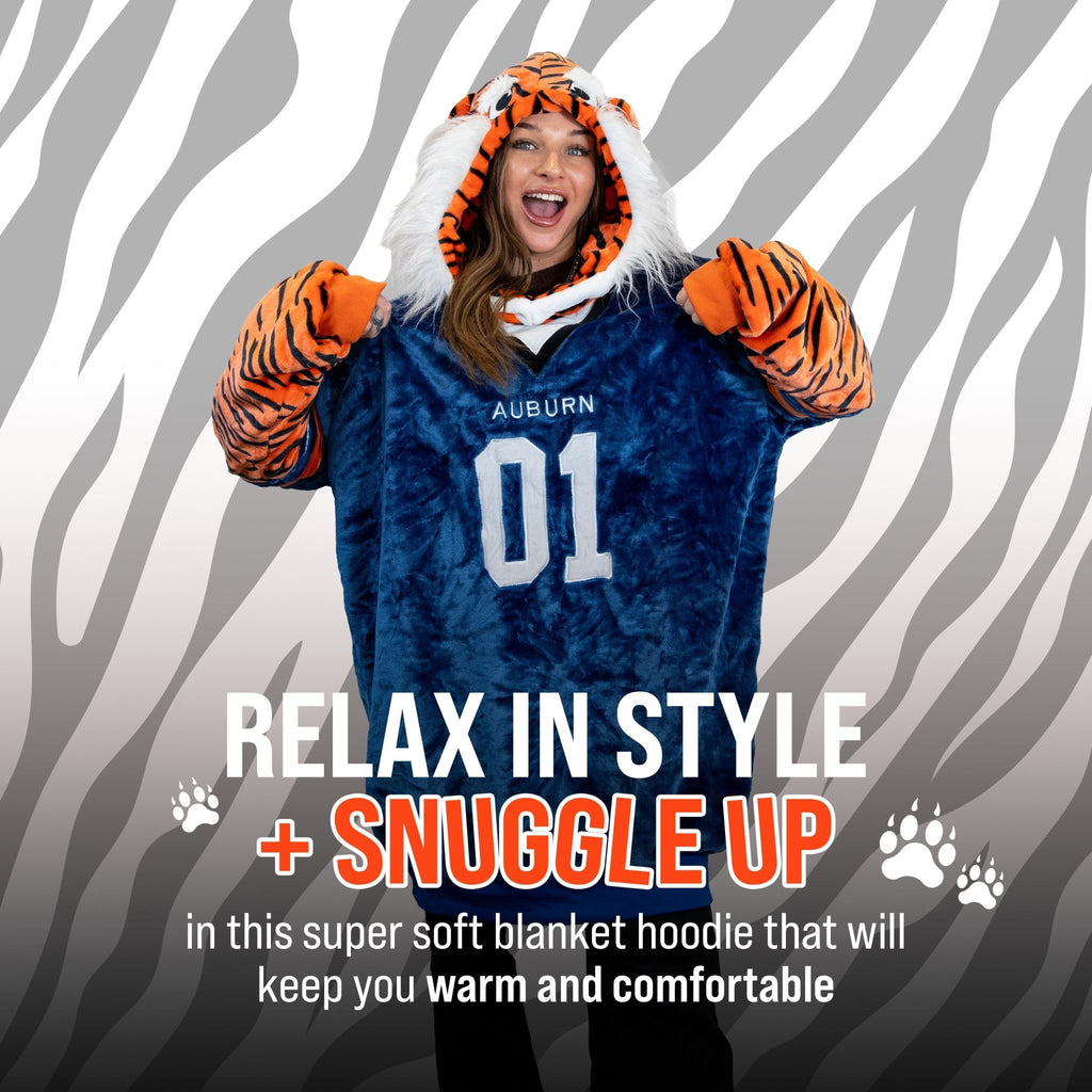 Plushible.comSnugiblesAuburn University Aubie the Tiger Snugible | Blanket Hoodie & Pillow