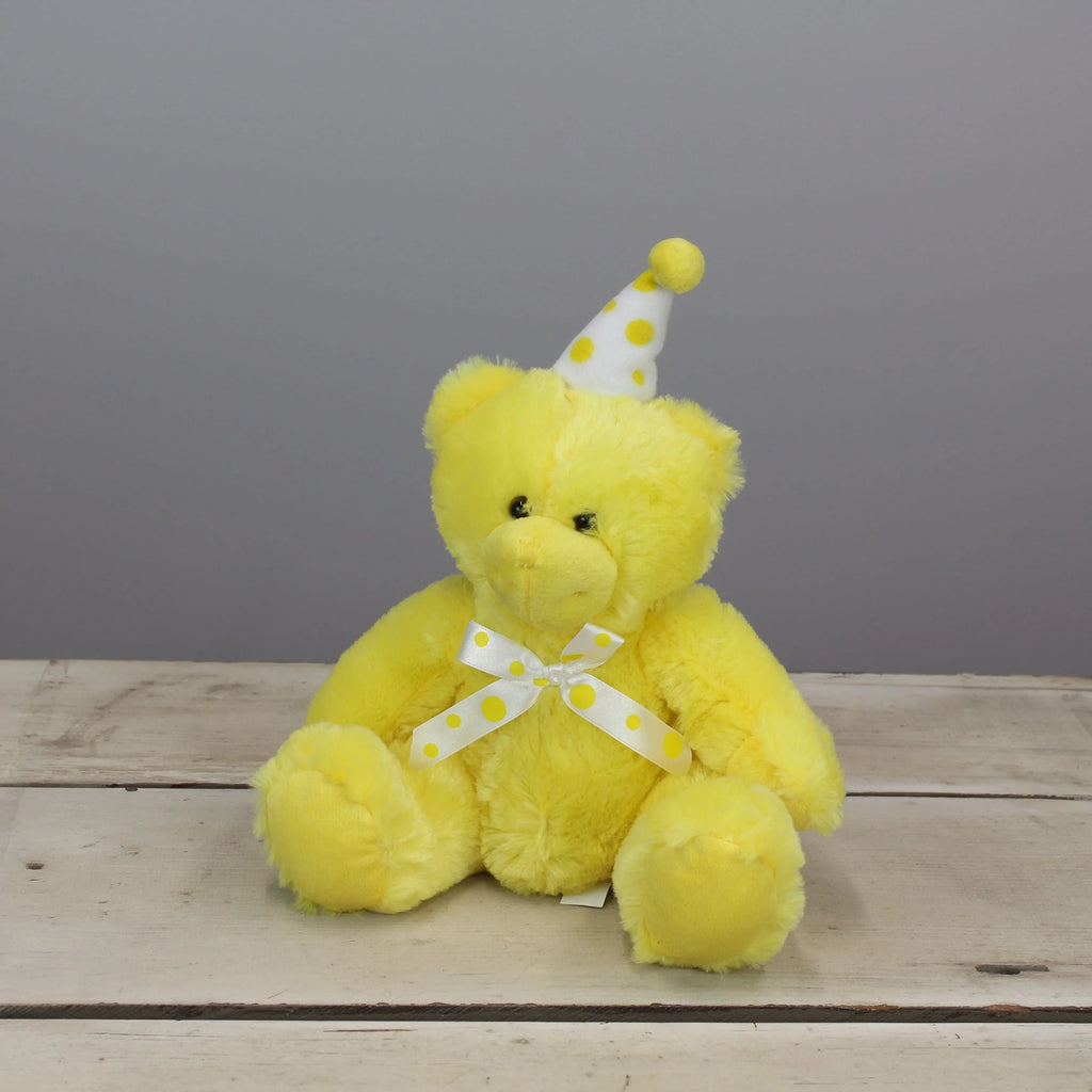 Beverly Hills Teddy Bear TOY_FIGURE Beverly Hills Teddy Bear Co. Yellow Birthday Bear w/ Party Hat