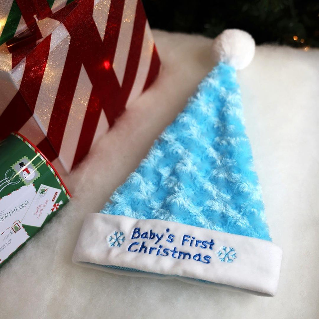 Plushible.comBaby Gift SetsBlue Babys First Christmas Stocking and Hat Set