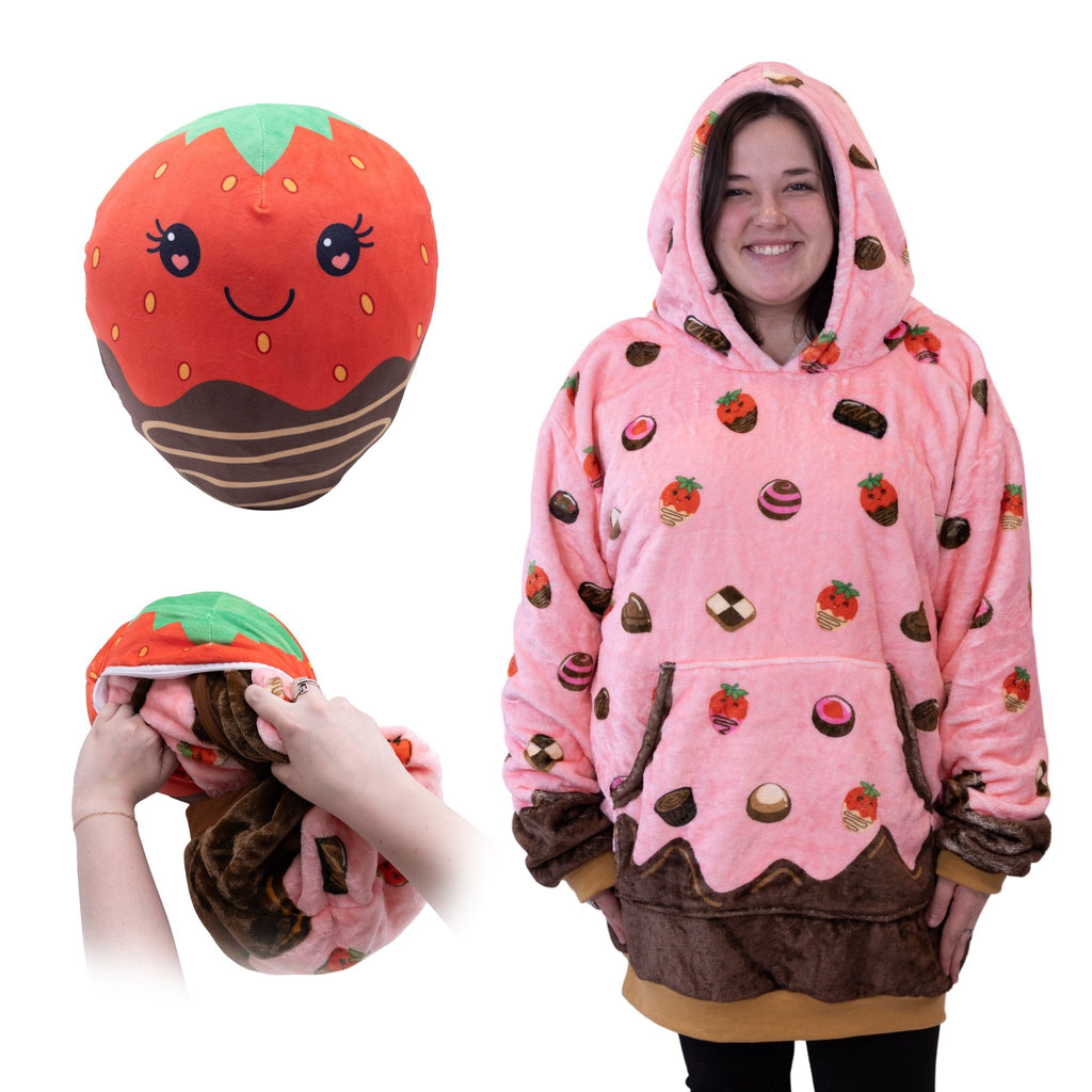 Plushible.comSnugiblesChocolate Strawberry Snugible | Blanket Hoodie & Pillow