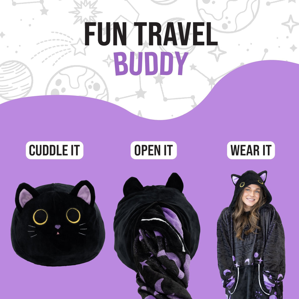 Plushible.comSnugiblesCosmo the Black Cat Snugible | Blanket Hoodie & Pillow