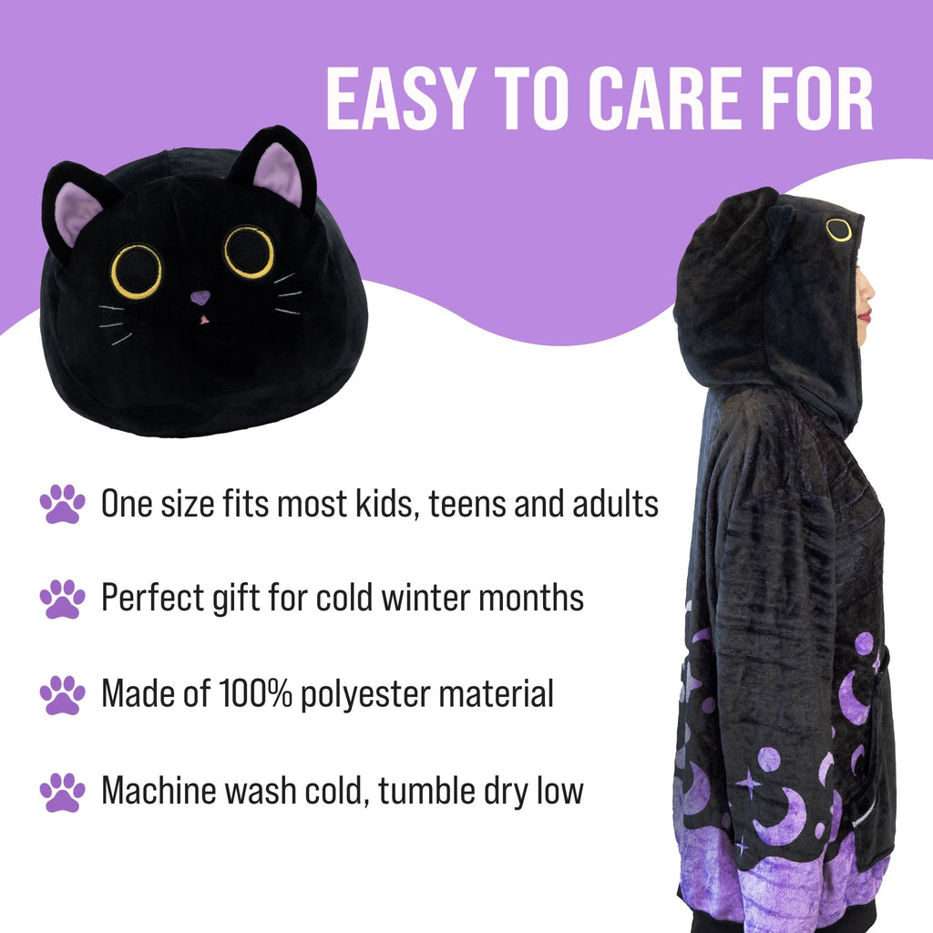 Plushible.comSnugiblesCosmo the Black Cat Snugible | Blanket Hoodie & Pillow