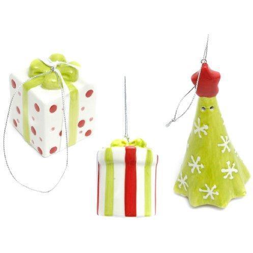 Cypress Home Christmas Cypress Home 3 Pack Ceramic Christmas Ornaments