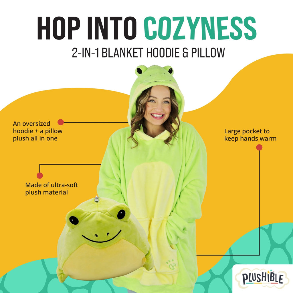 Plushible.comSnugiblesFren Frog Adult Snugible | Blanket Hoodie & Pillow