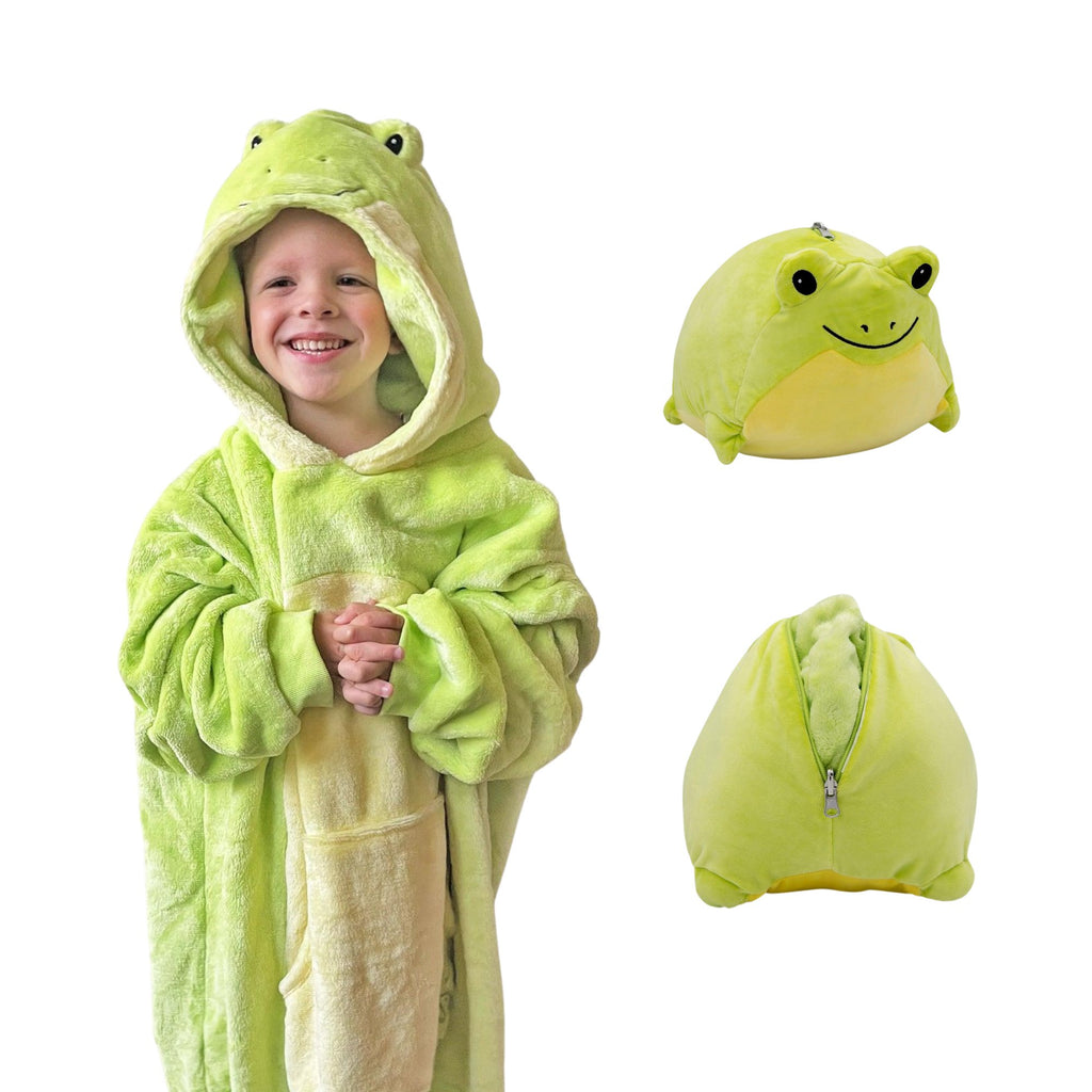 Plushible.comSnugiblesFren Frog Kids Snugible | Blanket Hoodie & Pillow