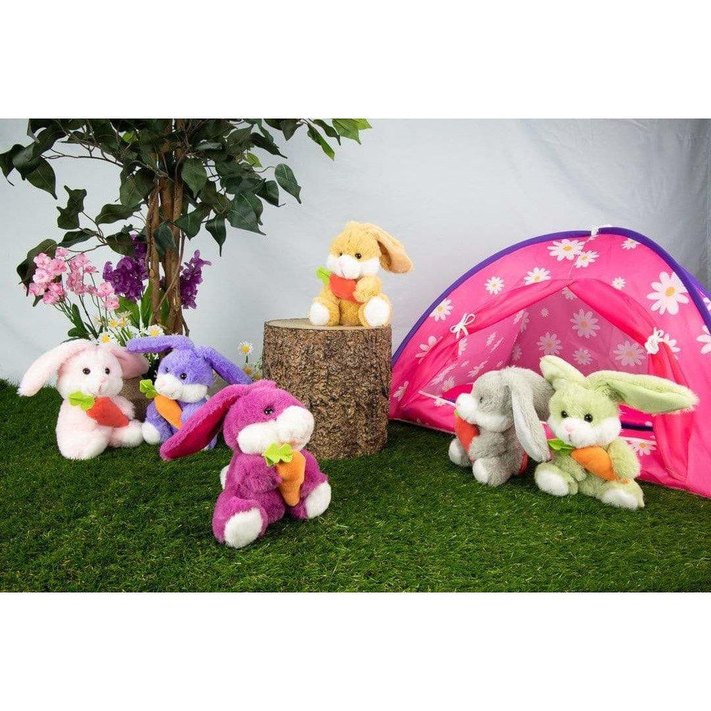 six plush easter bunny toys camping