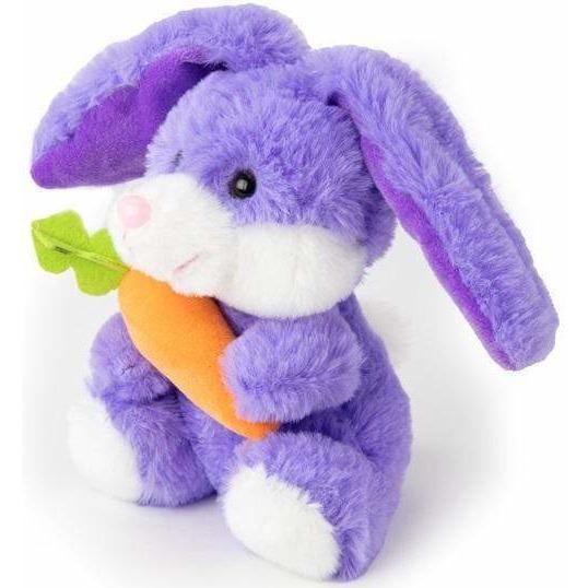 tiny purple stuffed easter bunny holding carrot