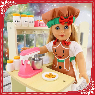 Plushible.comDoll & Action Figure AccessoriesHoliday Outfit Set | Matching Gingerbread 18 Inch Doll & Child's Apron